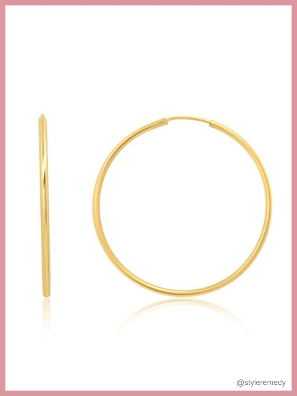 14K Gold 1mm Tube Flex Hoop Earrings 25mm Endless Closure
